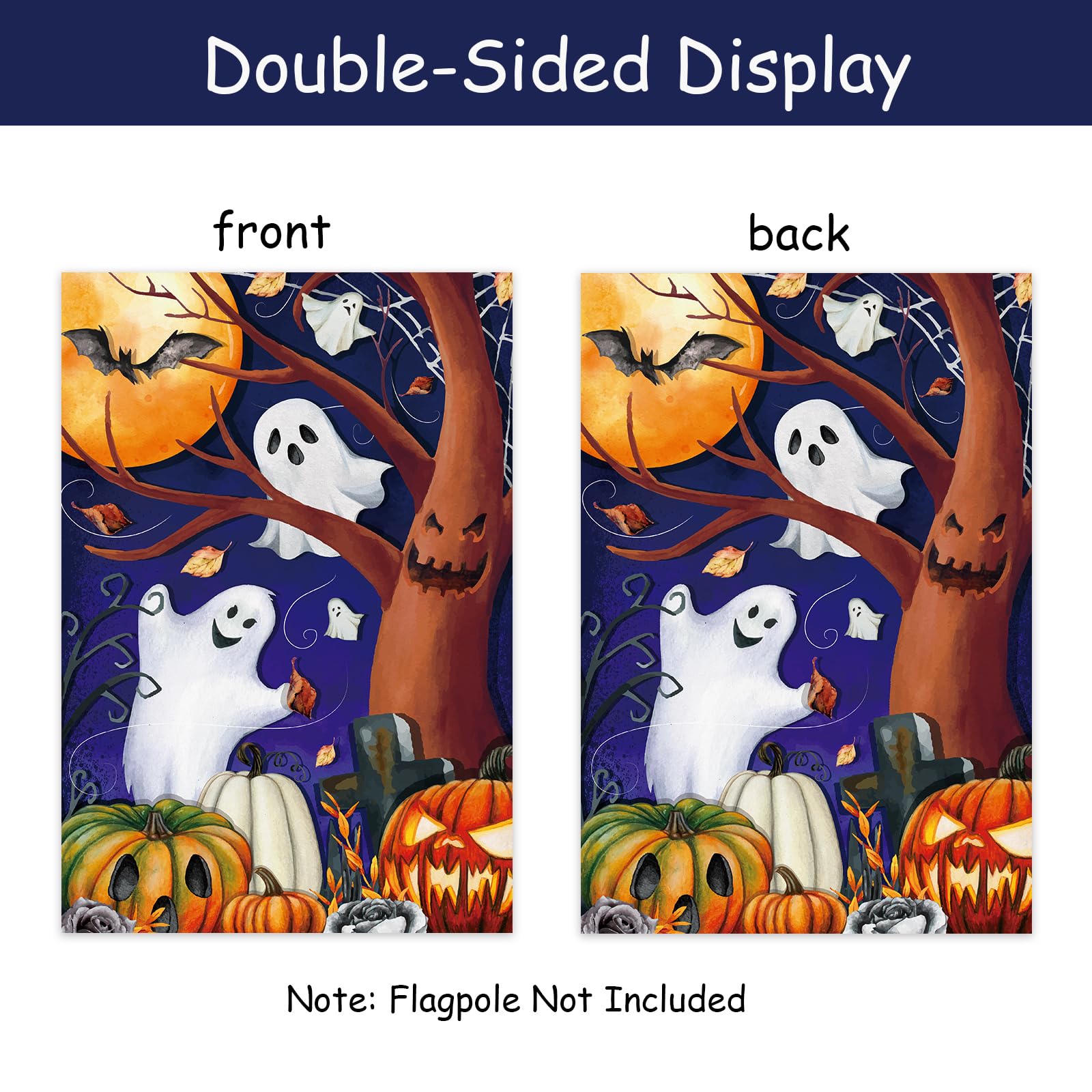 Halloween-Gartenflagge Mit Geister-Kind & Hund – Doppelseitig, 30,5 X 45,7 Cm, Wetterfest