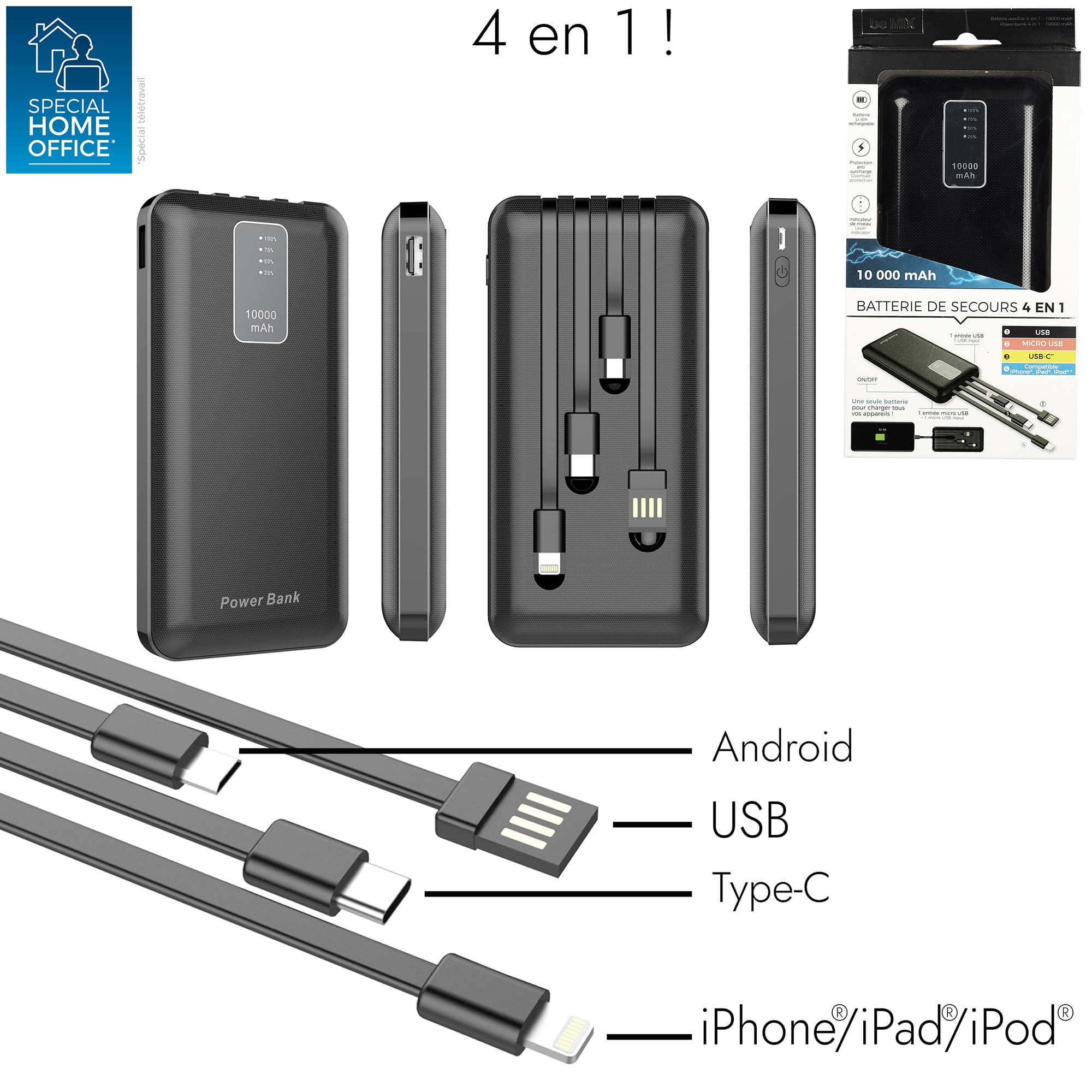 BATERÍA EXTERNA 4 EN 1