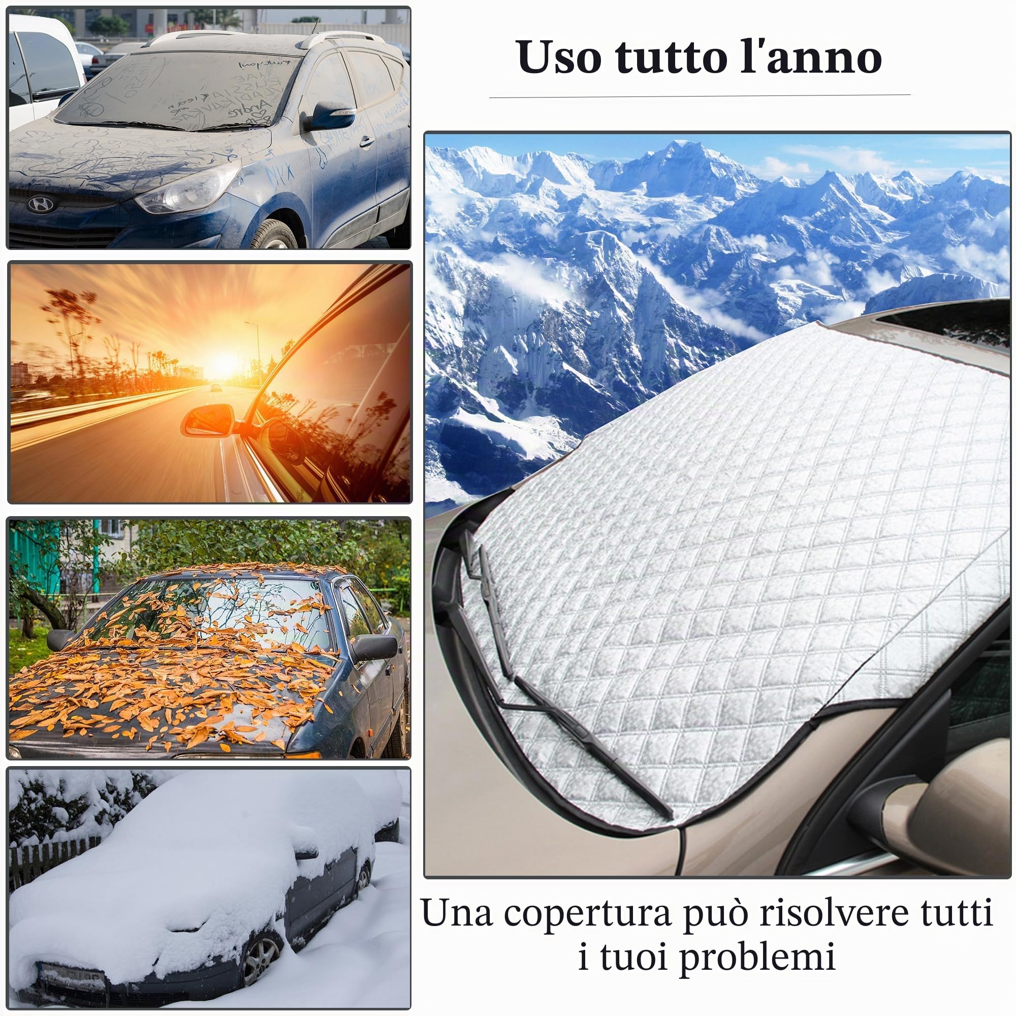 Copri Parabrezza Auto 4 Strati Ispessire Antighiaccio Ripiegabile Esterno