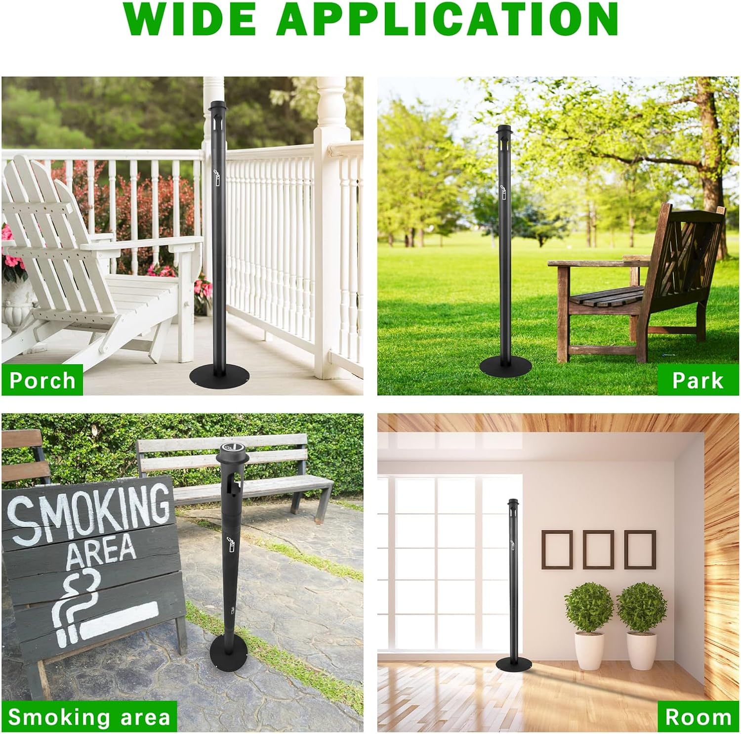 Outdoor Ashtray, Stainless Steel Cigarette Butt Disposal Outdoor Standing Tall Ashtray for Outside Patio Home, 2" Diameter x 50" H