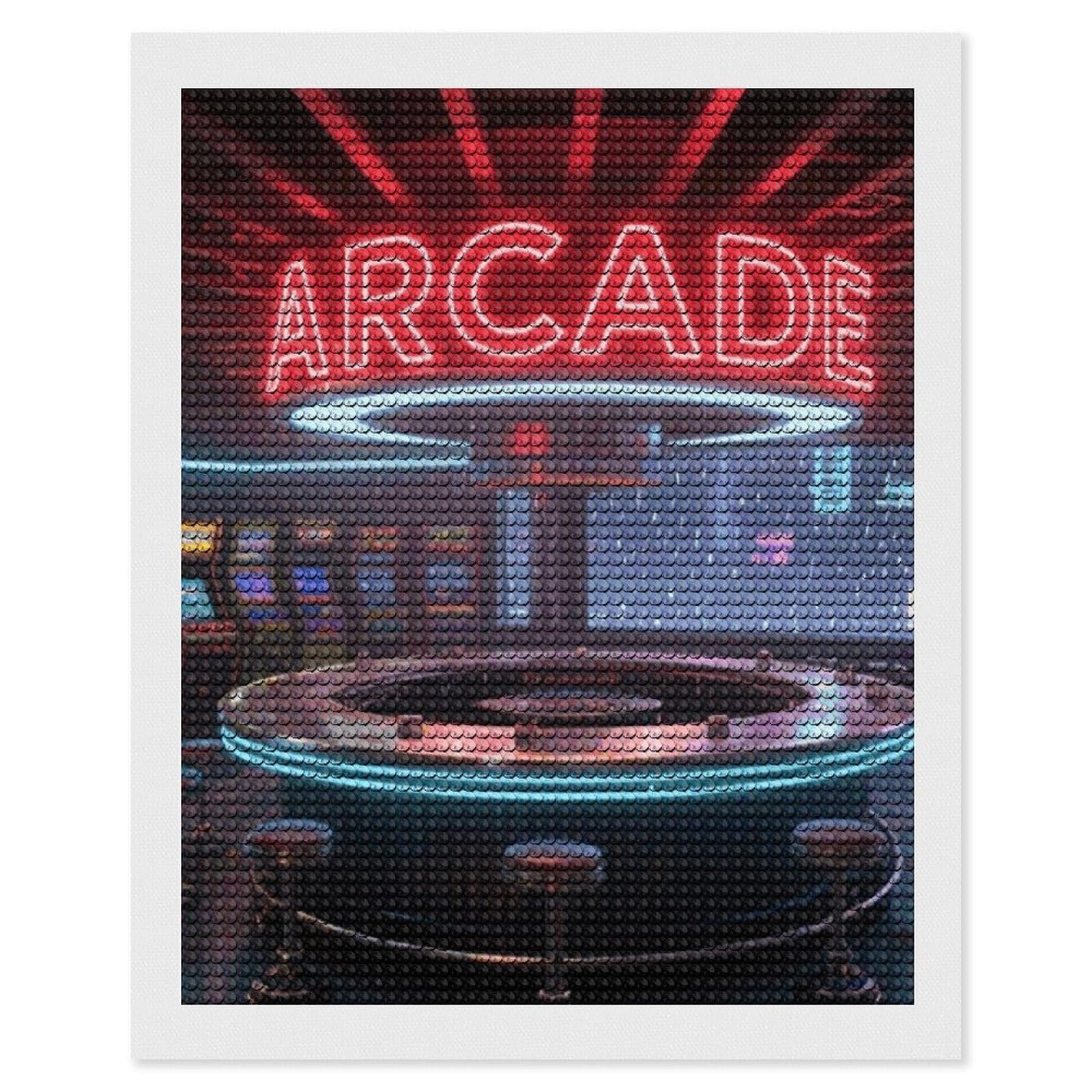 FodPand Neon Arcade 5D Diamond Painting Kits for Adults Beginners Full Drill Round Diamond Dots Pictures Gem Art Supplies for Home Wall Room Decoration DIY Craft Set Gift 16x20