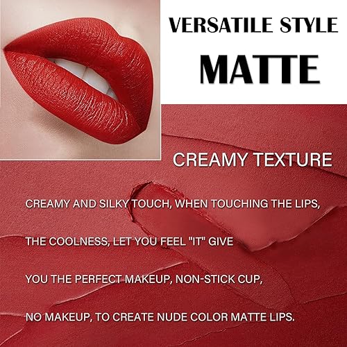 Miniatura 4 de Juego de lápices labiales mate de 3 colores, impermeable, de larga duración, para mujeres, acabado crema, copa antiadherente que no se decolora,