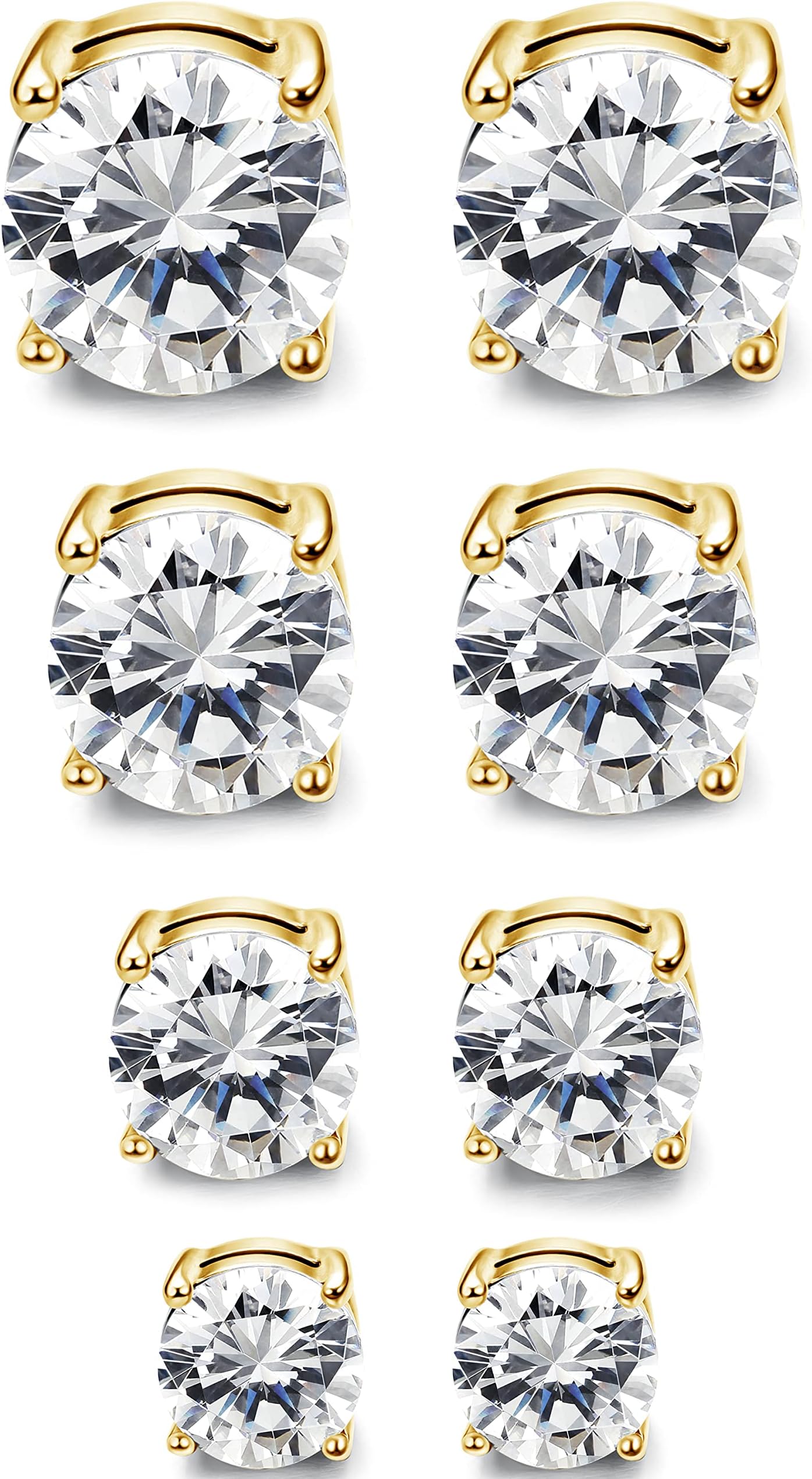 4-7MM Magnetic Earrings for Men Women Shiny Round Cubic Zirconia Stud Earrings for Non-Pierced Ears Hypoallergenic Stainless Steel Fake Earrings Not Easy to Fall off