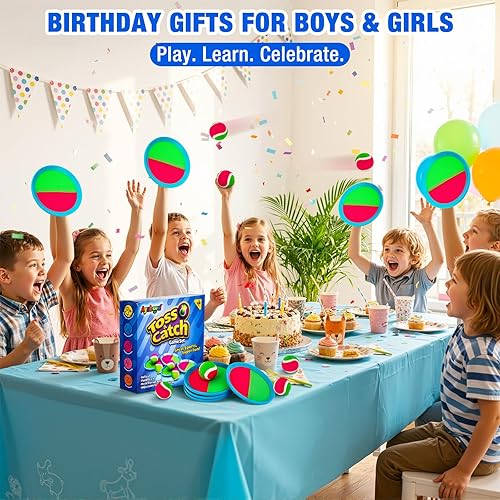 Miniatura 3 de Ayeboovi, Juego de pelotas para lanzar y atrapar con 6 paletas y 3 pelotas, juegos al aire libre para niños, juguetes de playa, piscina, patio