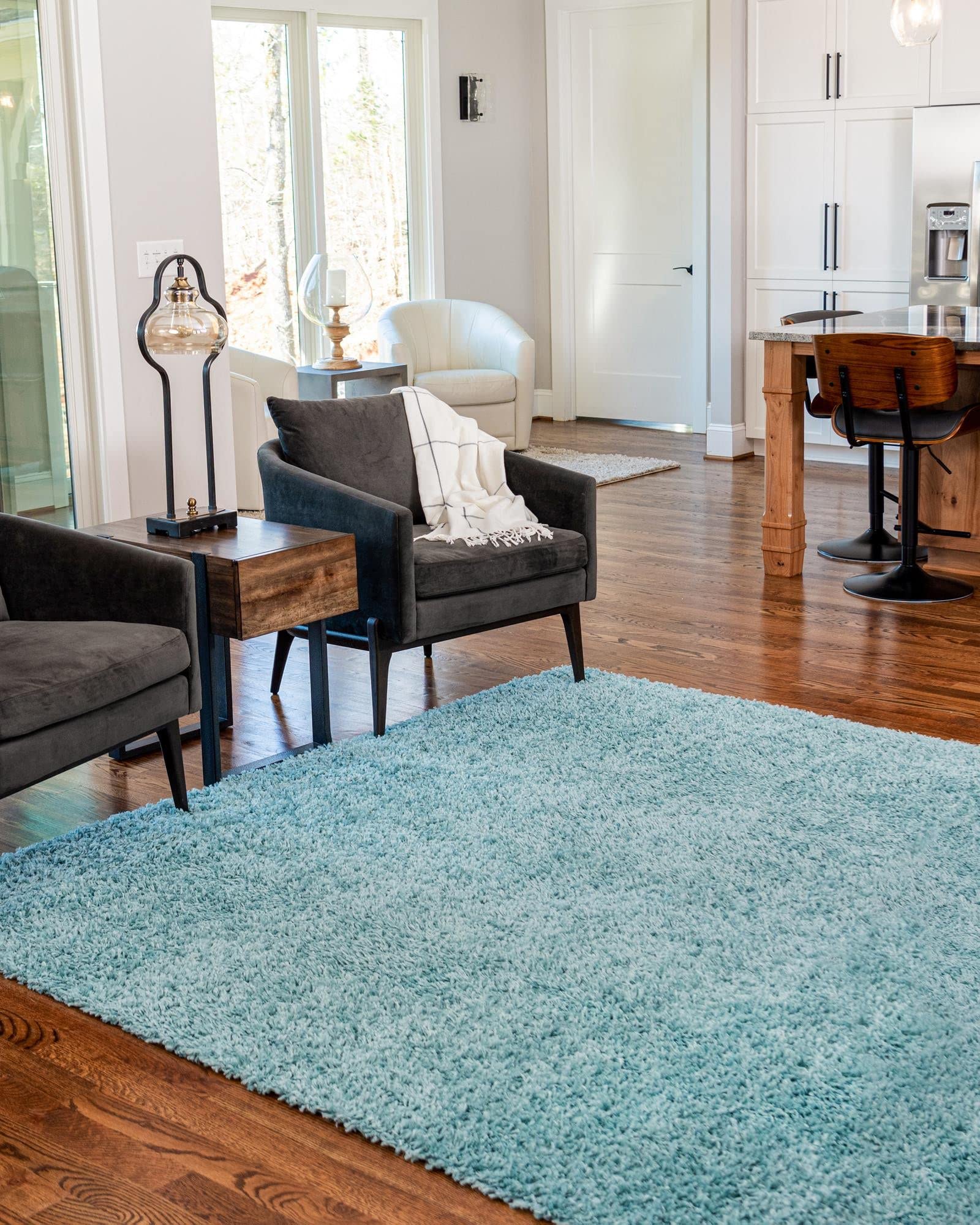 Amazon.com: Rugs.com Zermatt Shag Collection Rug – 7' Square Aqua Shag ...