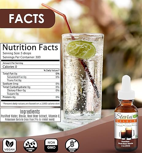 Miniatura 6 de Stevia Drops Hazelnut, Plain Natural, & Root Beer Stevia Select Keto Coffee Sugar-Free Stevia Flavors Bundle (3) Pack