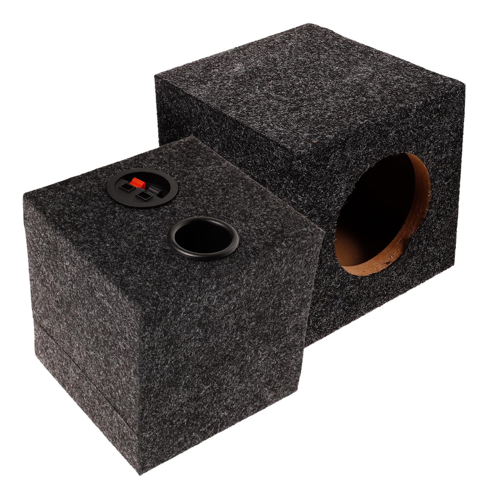 FRCOLOR Box per Subwoofer in Legno Nero Rivestito in Spugna, Prestazioni Audio Ottimali e Stabilità per Impianto Audio Auto, 1 Paio per Appassionati e Tecnici