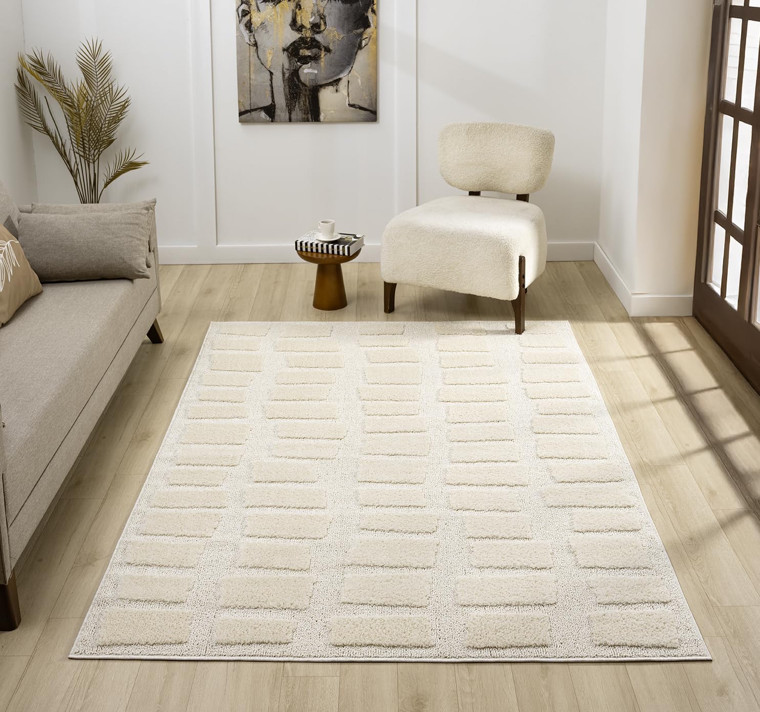 Desire Rugs Isabella Embossed Cobble Cream Rug 200 X 290Cm