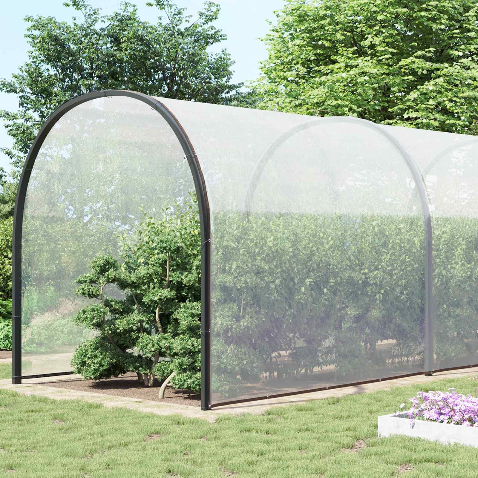 Pflanzenabdeckung Transparent PE Plane 10 x 10 m Rechteckig mit verstärkten Ösen für Garten Beet Hochbeet Frostschutz und Unkrautschutz als Bodenabdeckung und Pflanzkübel Schutz