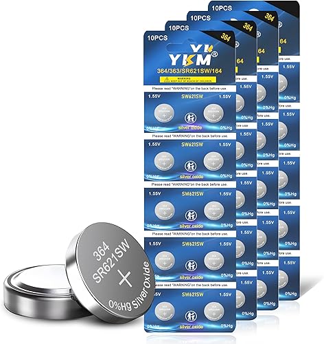 Miniatura 9 de YKM Paquete de 10 baterías de reloj 364 363 SR621SW 164 AG1 V364 para juegos, control remoto, calculadora, báscula de juguete, batería de botón no