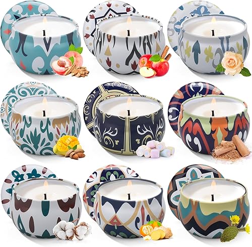 Paquete de 9 velas aromáticas para el hogar, velas de soja de larga duración de 25 onzas y 200 horas, velas de tarro de aromaterapia, velas