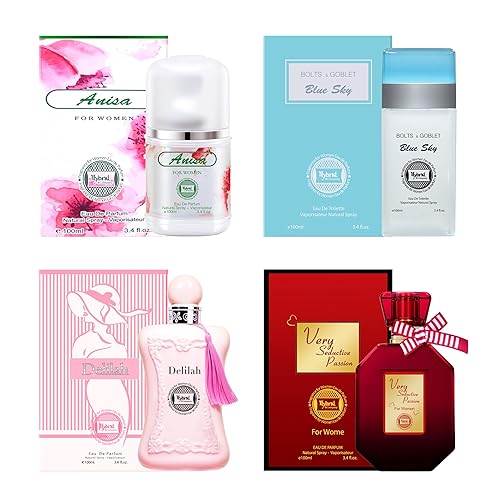 Hybrid & Company 4 piezas Anisa Blue Sky Delilah muy seductora para mujer Perfume Natural Spray Fresco Fragancia