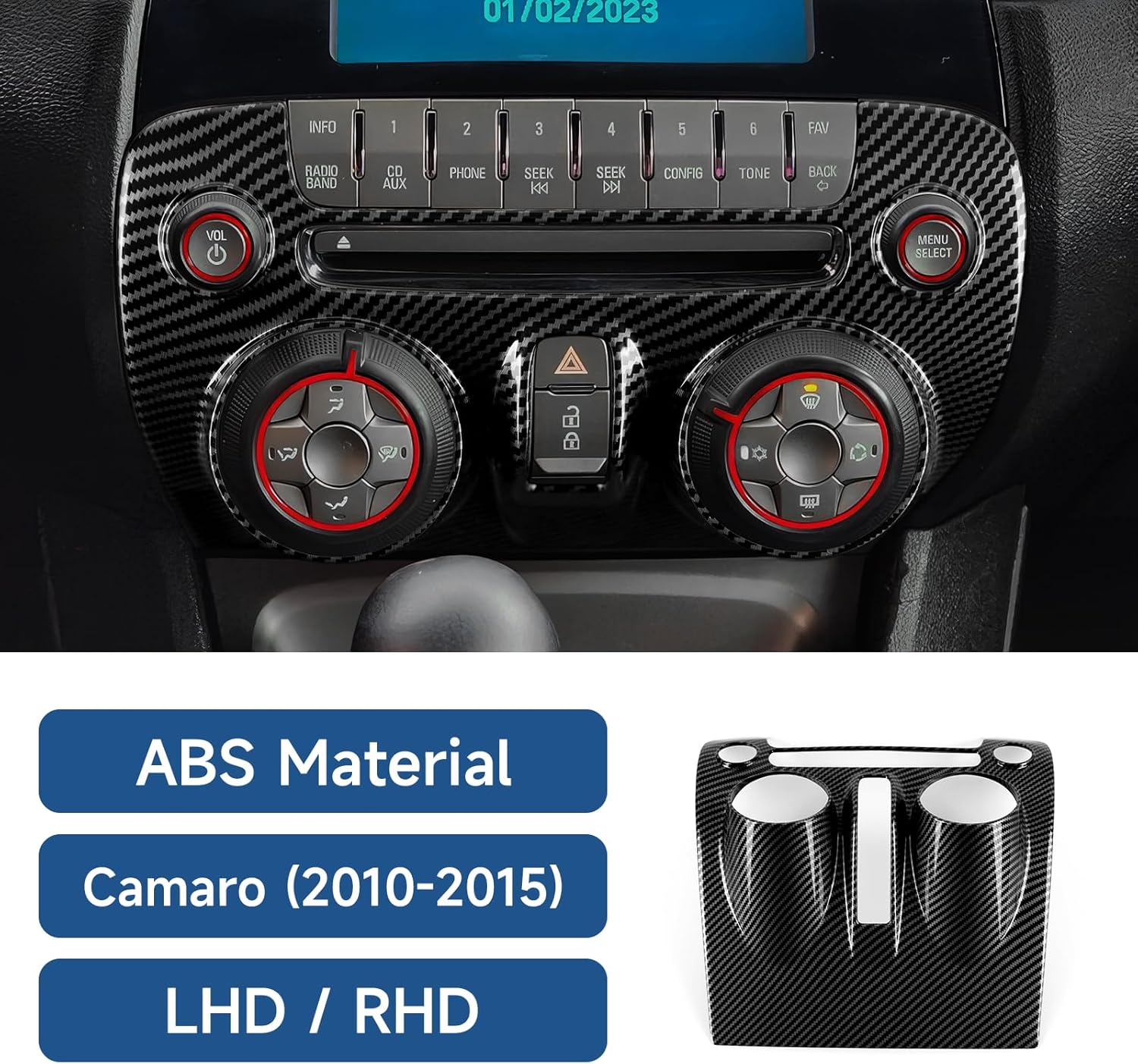 Car Center Console Panel Sticker ABS Carbon Fiber Decal Interior Trim Cover for Chevrolet Camaro ZL1 2010 2011 2012 2013 2014 2015 Accessories
