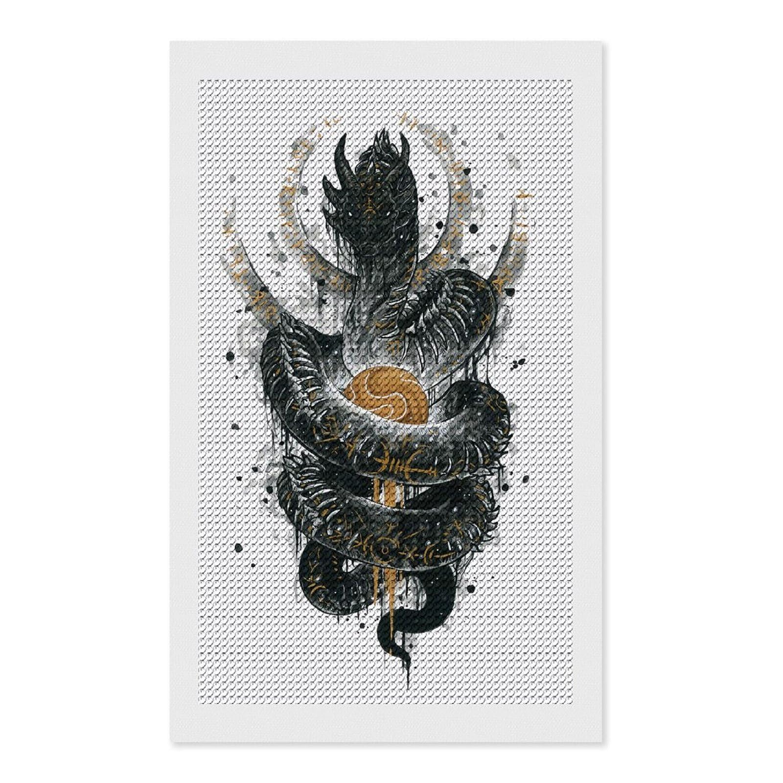 Junmoney Jormungandr Diamond Painting Canvas Set 12"x20", for Beginners, Complete Accessories, Christmas Gift, Modern Decor