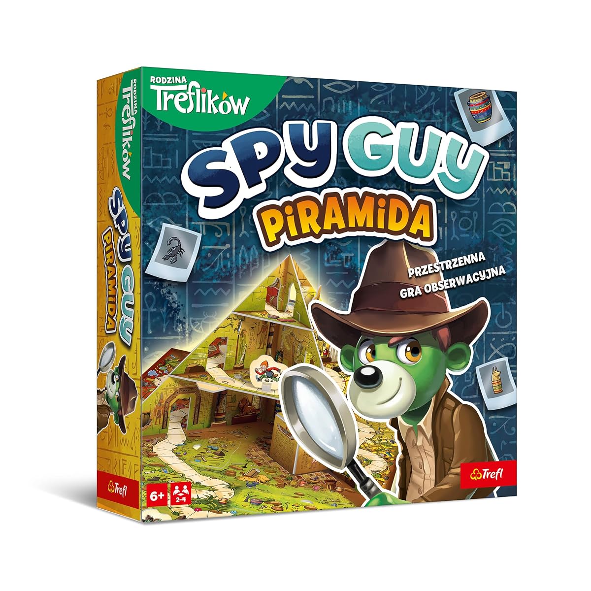 Trefl - Gra Spy Guy, Piramida, Gra Rodzinna | Dla Dzieci i Dorosłych 6+, Kooperacyjna Gra Obserwacyjna, Przestrzenna Plansza z Ruchomymi Elementami
