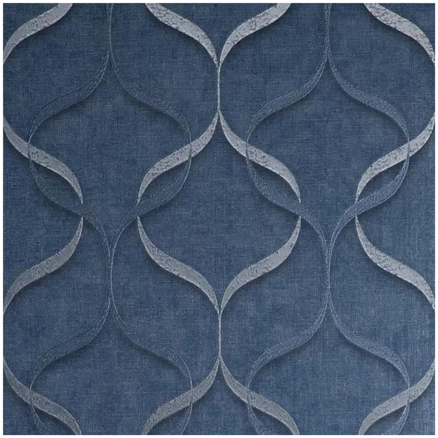 Yöl Blue Silver Trellis Wallpaper - Heavyweight Luxury Vinyl - Contemporary Versatile Sophisticated - 10.05M X 53Cm Roll - Paste The Paper Scrubbable - Bedroom Living Room Wallcovering
