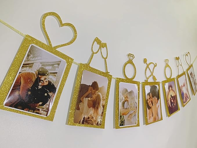 Glam Gold Wedding Decor Photo Banner | Bridal Shower, Wedding, Anniversary