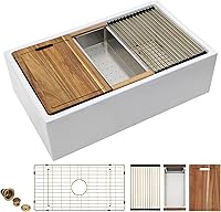 Vista 12 de 36 Farm Sink White - Fulorni 36"x20" Farmhouse Kitchen Sink Flat Apron Front White Ceramic Porcelain Fireclay Deep Single Bowl Farmer Kitchen Sink