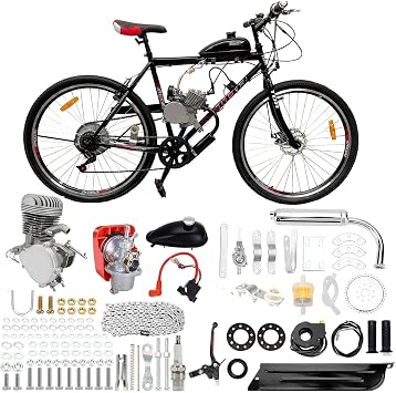 100cc Stroke Bicycle 2 Stroke Petrol Gas Engine Kit Petrol Bicycle Motor Conversion Complete Suitable For 26-28"" V-Frame Bicycles Super Fuel Efficient 36 Tooth Sprocket