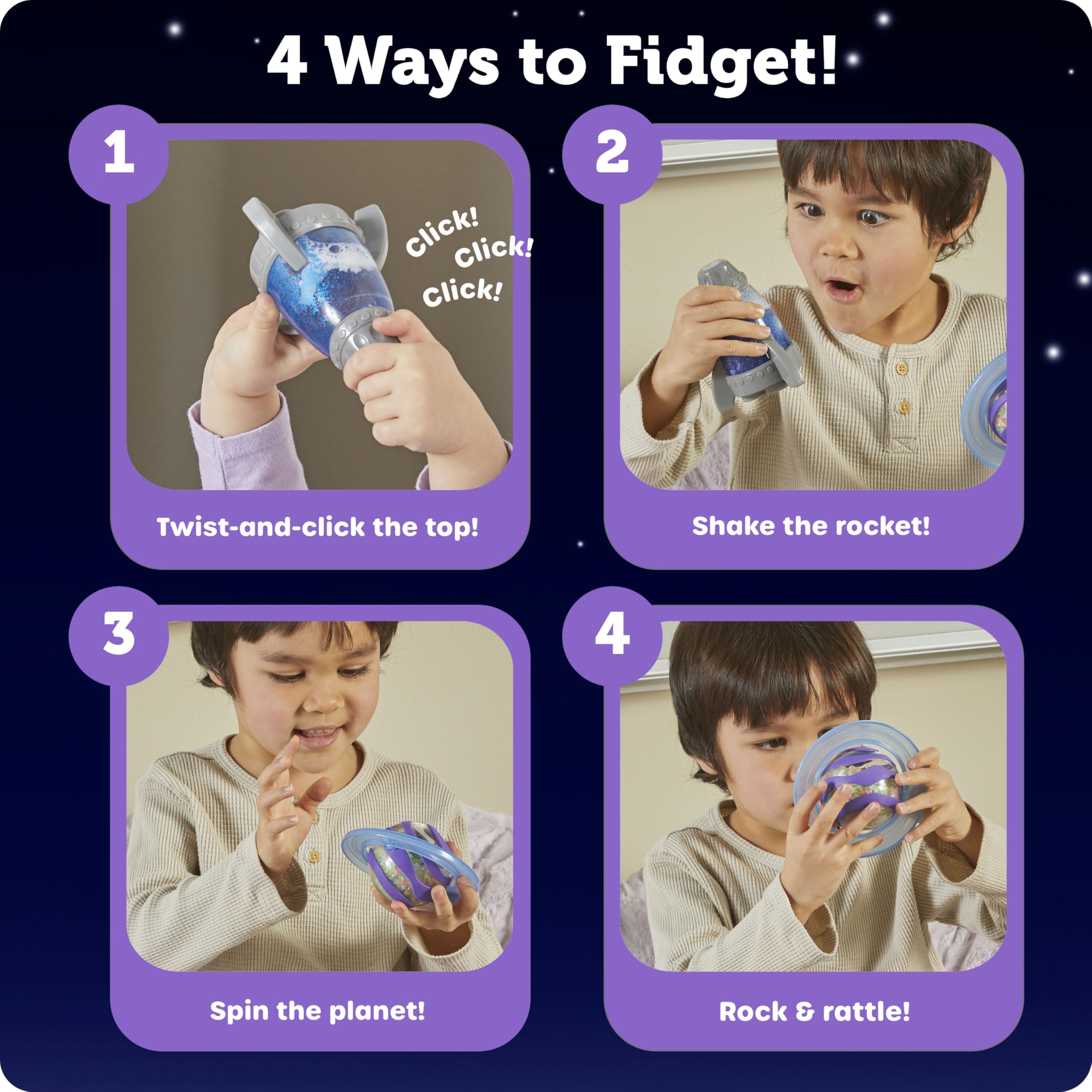 Learning Resources Soothing Space Fidget Set LER5580, da 3 Anni, Giocattoli Sensoriali Spaziali, Effetto Luminoso, Antistress