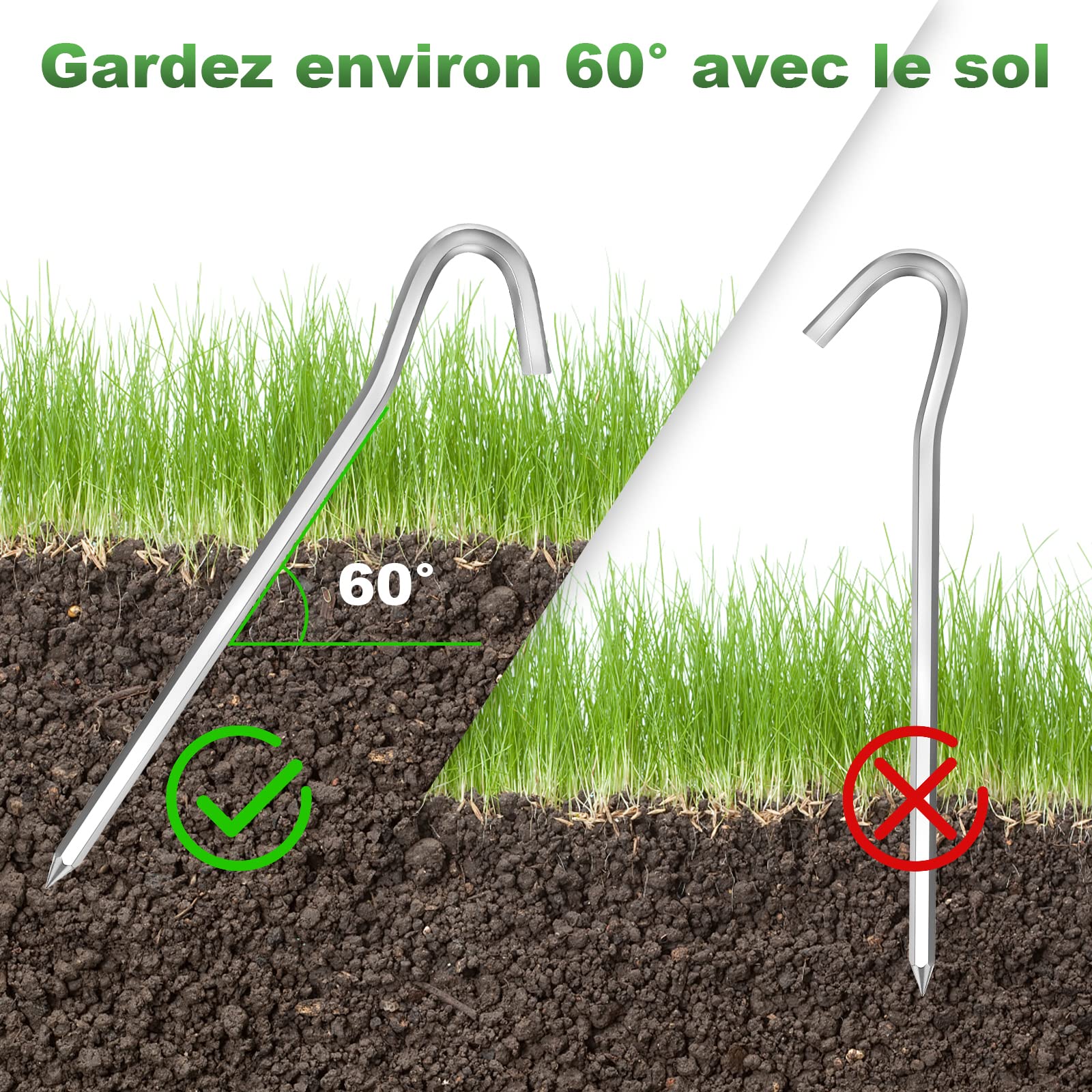 Lot de 12 Pcs Piquets de Tente, 18 cm, Sardines de Fixation Sol en Alliage d'aluminium extrêmement Stables pour Le Camping et l'extérieur Pique-Nique Randonnée Pêche