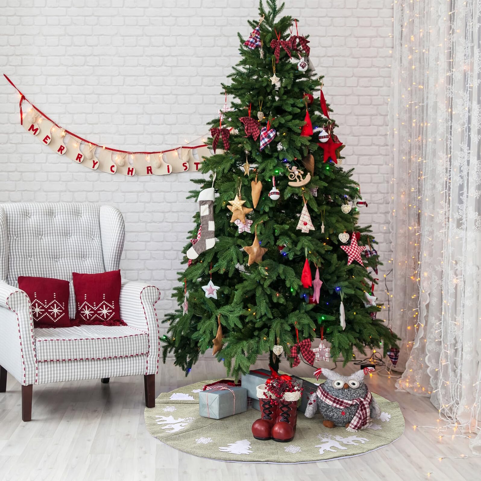 Toyvian Weihnachtsbaumdecke Runde Braune Weihnachtsbaumhülle Weihnachtsbaumfußabdeckung Weihnachtsbaumschürze Weihnachtsschmuck für Weihnachtsbaum Деко Decoration