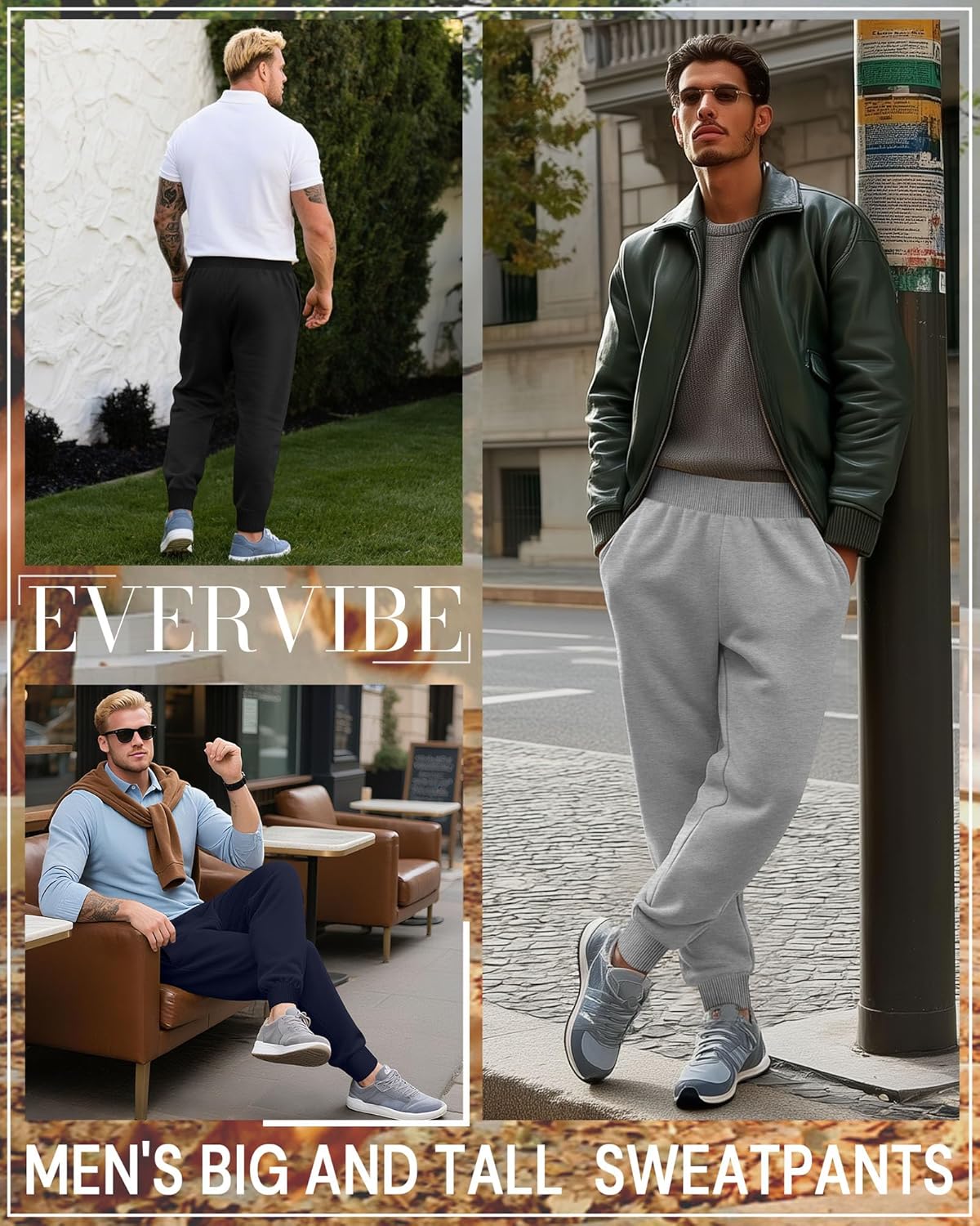 3 Pack Men's Big and Tall Joggers Baggy Sweatpants Casual Lounge Workout Athletic Plus Size Pant with Pockets - Image 4