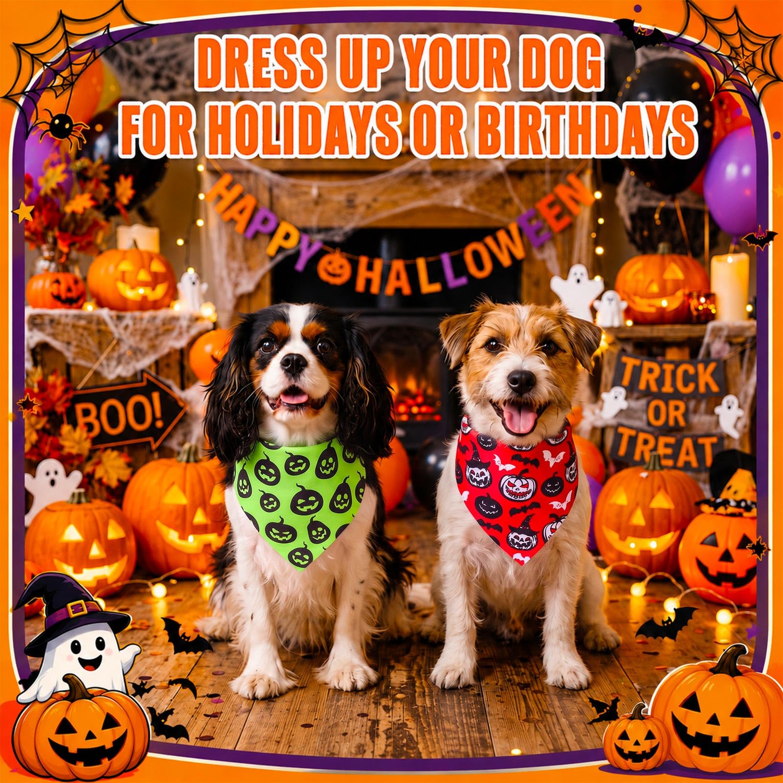 Sanwuta 120 bandane triangolari per cani di Halloween, lavabili, bavaglini regolabili per animali domestici di piccola e media taglia, 30 stili