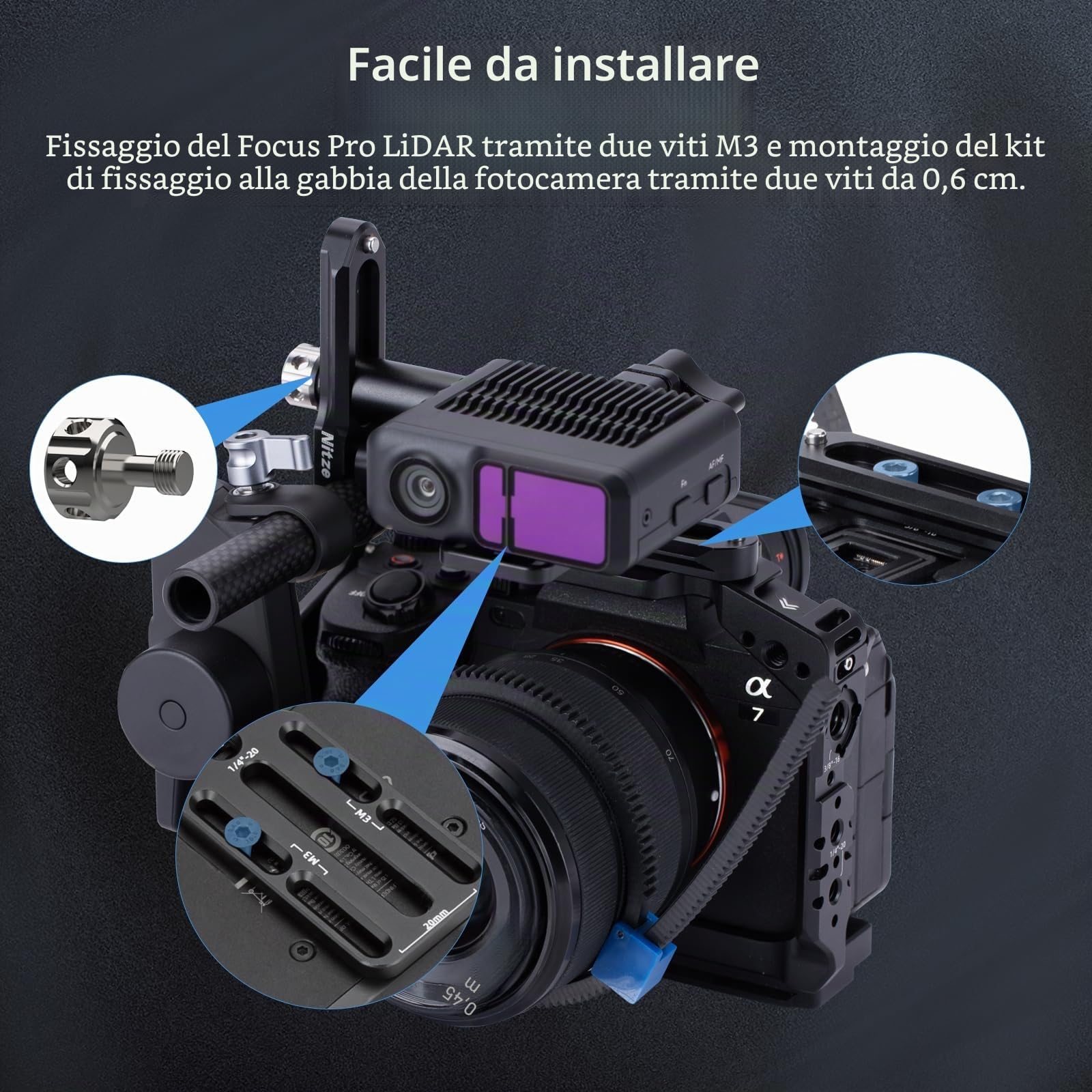 Nitze Kit di Montaggio LIDAR per LiDAR DJI Focus Pro e motore DJI Focus Pro - T-D02C