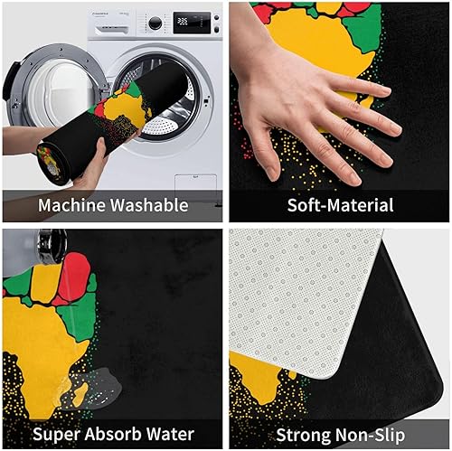 Miniatura 7 de Tapete para puerta del Día de la Independencia afroamericana, 24 x 16 pulgadas, tapete antideslizante para puerta de bienvenida, atrapador de