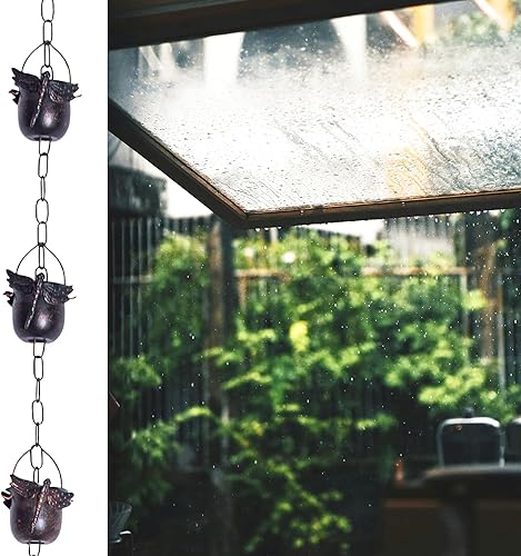 Miniatura 2 de DUSVALLY Cadena de lluvia, cadena de lluvia de libélula de metal de 8.5 pies, repuesto funcional y decorativo para canalones, desviación de agua y