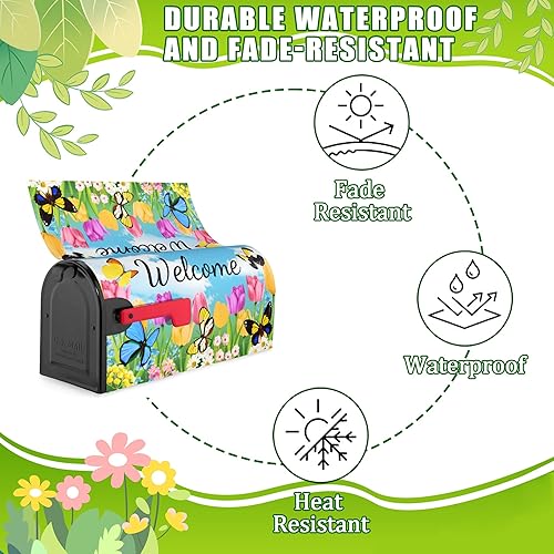 Miniatura 55 de Funda magnética para buzón de Navidad, diseño de árbol de copo de nieve de invierno, para jardín, patio, decoración del hogar, tamaño estándar, 21 x