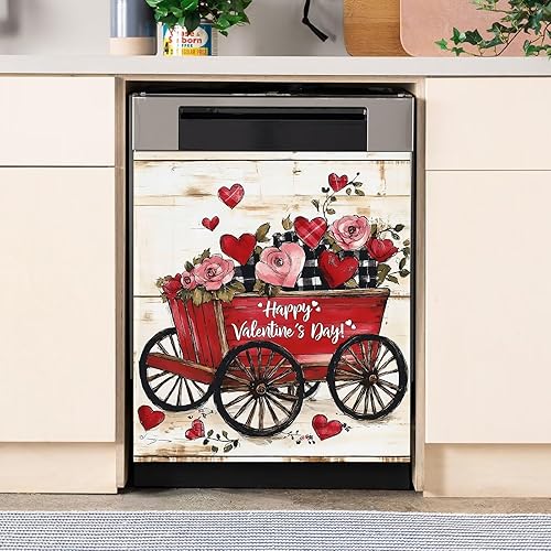 Miniatura 8 de Cubierta Magnética para Lavavajillas Retro Coffee Time, Cubierta Magnética para Lavavajillas de Granos de Café de Estilo Vintage, Calcomanía de