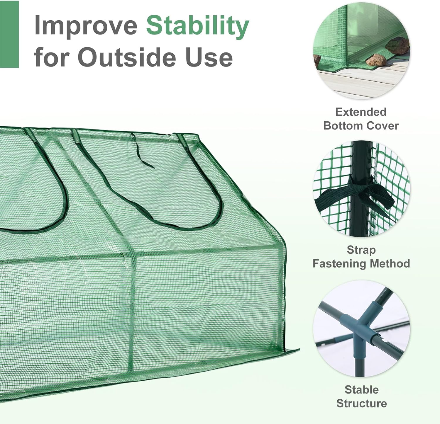 Aoodor 6 x 3 x 3 ft Mini Greenhouse with 2 Zipper Doors, Water-Resistant, UV-Protected for Flowers, Vegetables, and Herbs, Green