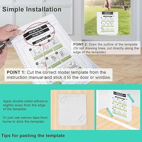 Thin Cat Door for Windows, Pet Doors and Sliding Door, Safety Pet Door with 4 Way Lock, Weatherproof Cat Flap for Thin Door and Wall(Medium, 7.7 * 7.5 * 0.78in)(7.7x7.5x0.78in)