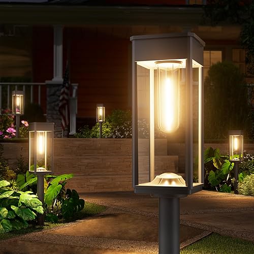 Paquete de 8 luces solares brillantes para senderos al aire libre, IP65, impermeables, encendidoapagado, luz solar para jardín, luces solares para