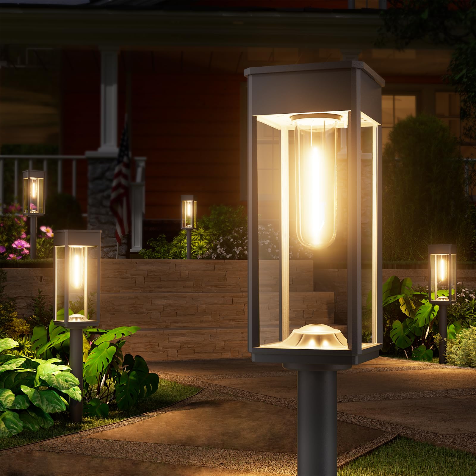 Plastic Bright Solar Pathway Lights Outdoor, 6 Pack IP65 Waterproof Solar Garden Lights for Outside Lighting, Yard Path Lawn Walkway Driveway Landscape (Warm White)