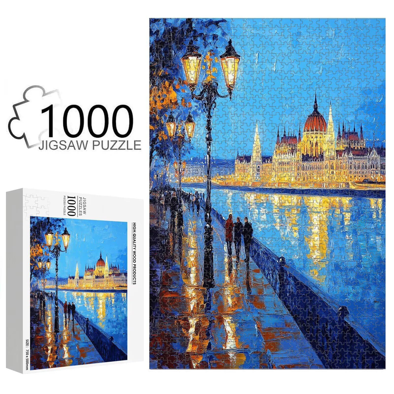 Puzzle 1000 Pièces, Ville & Paysage Puzzle en Bois Durable 1T#1370 | Puzzle en Bois, Découpe de Précision, Encres aux Couleurs Vives, Loisir Relaxant, Décoration Intérieure, Cadeau, 50x75cm