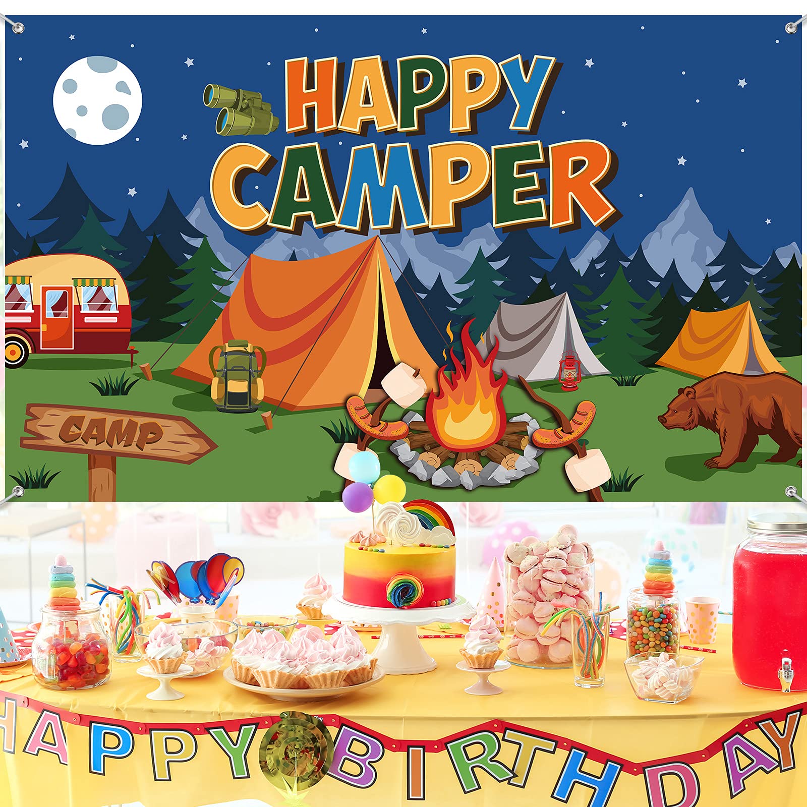 30 Stück Camping-Hängedekoration – Bären, Zelte & Abenteuer-Motive Für Geburtstags-Party-Deko