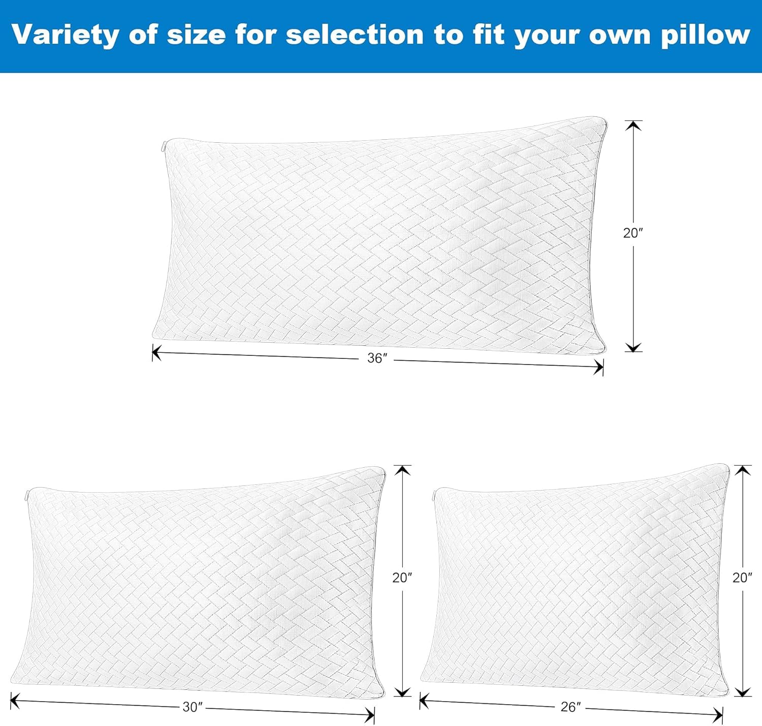 Enjoy Life Cooling Pillow Protectors with Zipper, Quilted Cold Pillowcases for Hot Sleepers, Super Soft Pillow Covers, Polyethylene(PE)-Set of 2 (Queen)
