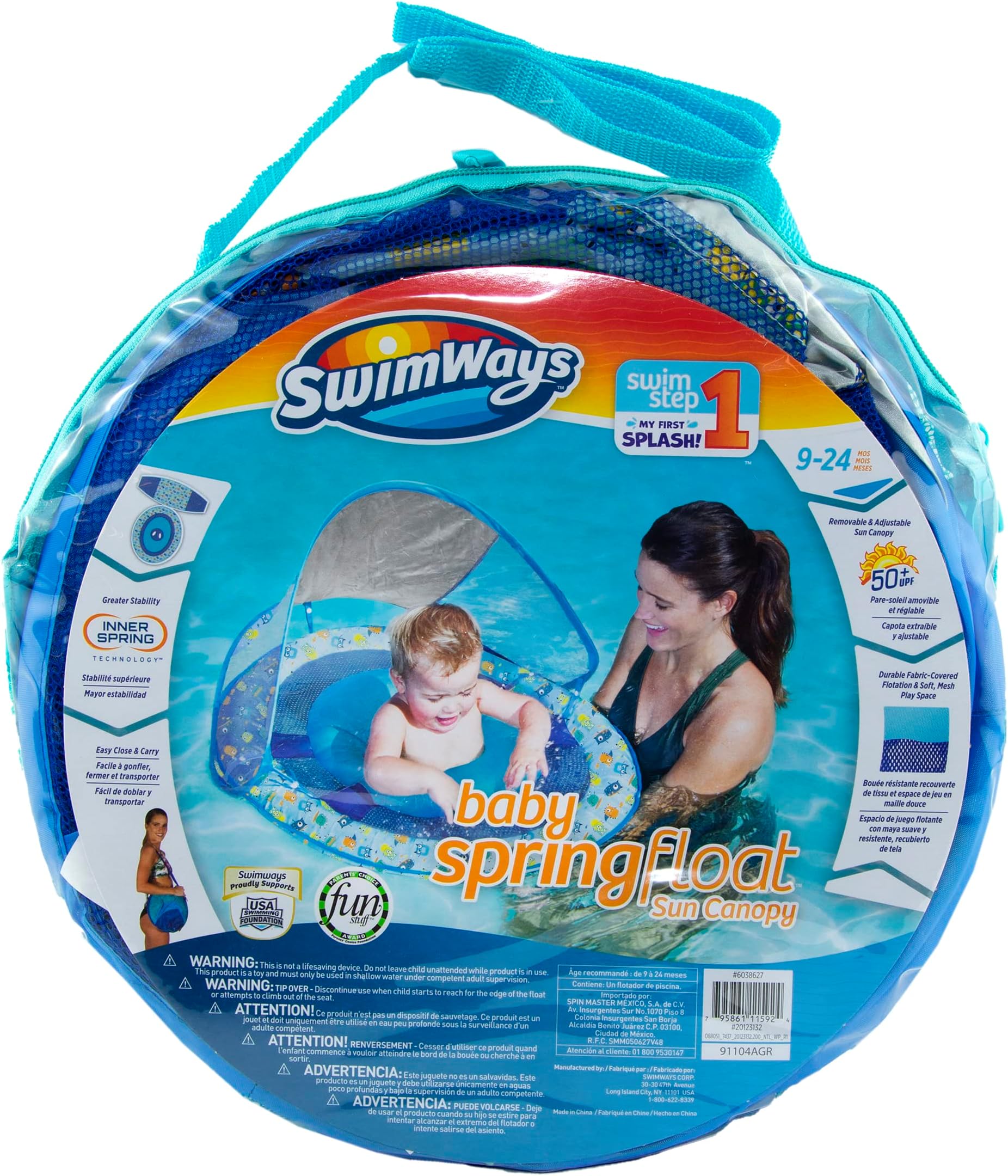 Baby Spring Float Sun Canopy - Blue Sea Life - 9-24 Months