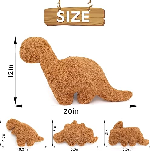 Miniatura 2 de Dino Nugget - Almohada de felpa con forma de dinosaurio y pollo, decoración de cumpleaños, regalos para niños y niñas (juego de dinosaurio, grande)
