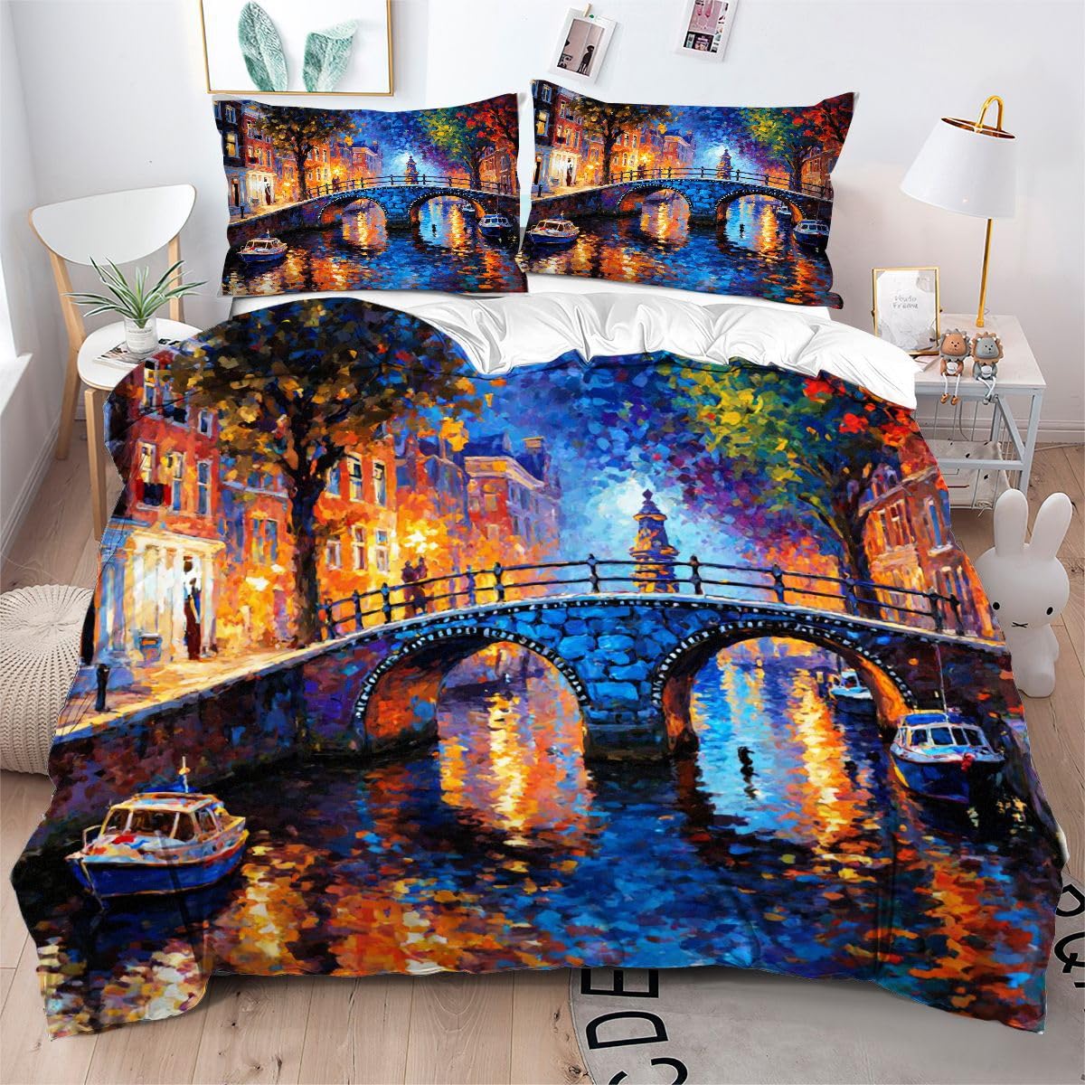 Parure de lit adulte pont en arc pour une ambiance romantique de chambre