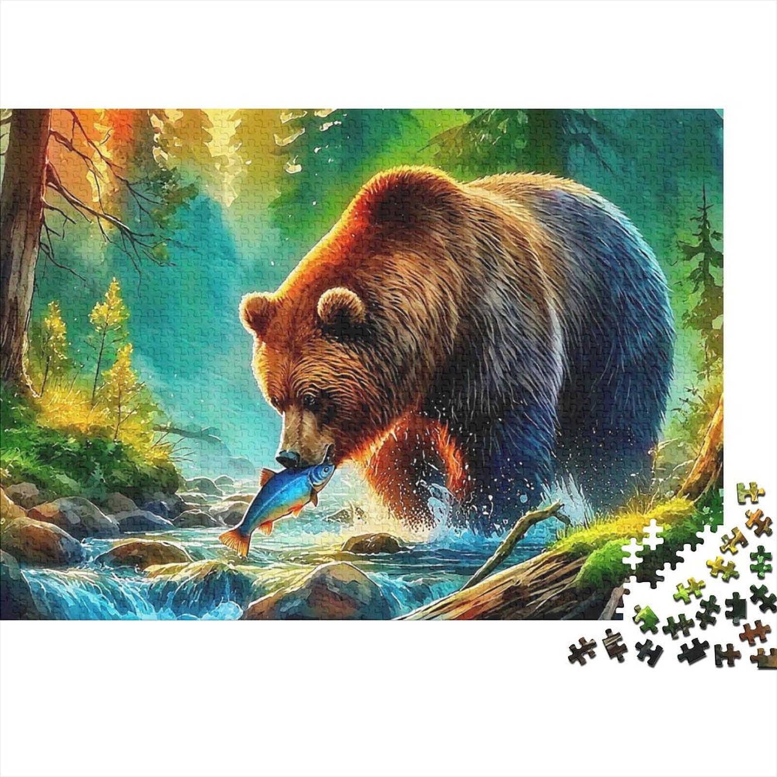 Forest Bear Art Paper Puzzle 1000pcs for Adults Educational Bear Picture Paper Jigsaw Home Wall Decor Gift 38x26cm/1000pcs — image 1