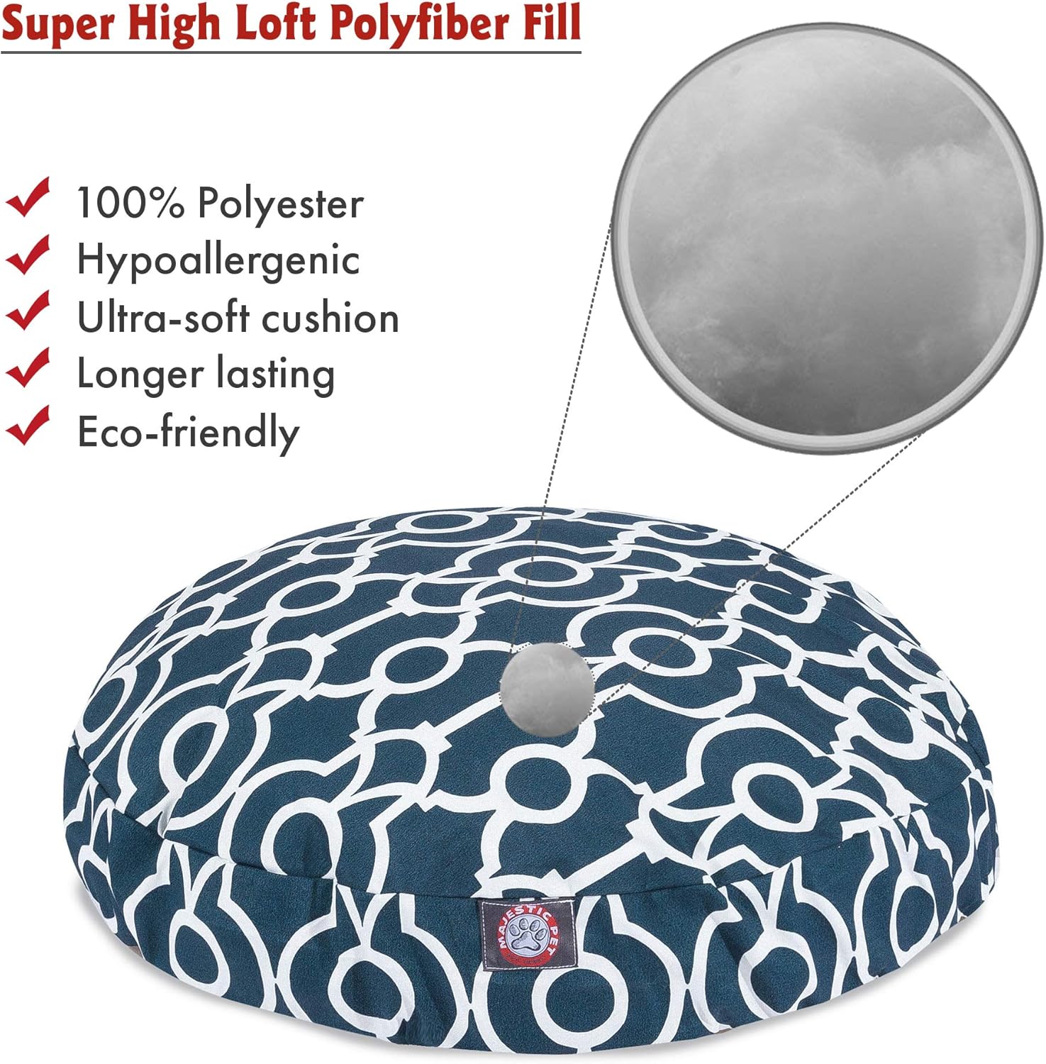 Majestic Pet Athens Navy Small Round Pet Bed