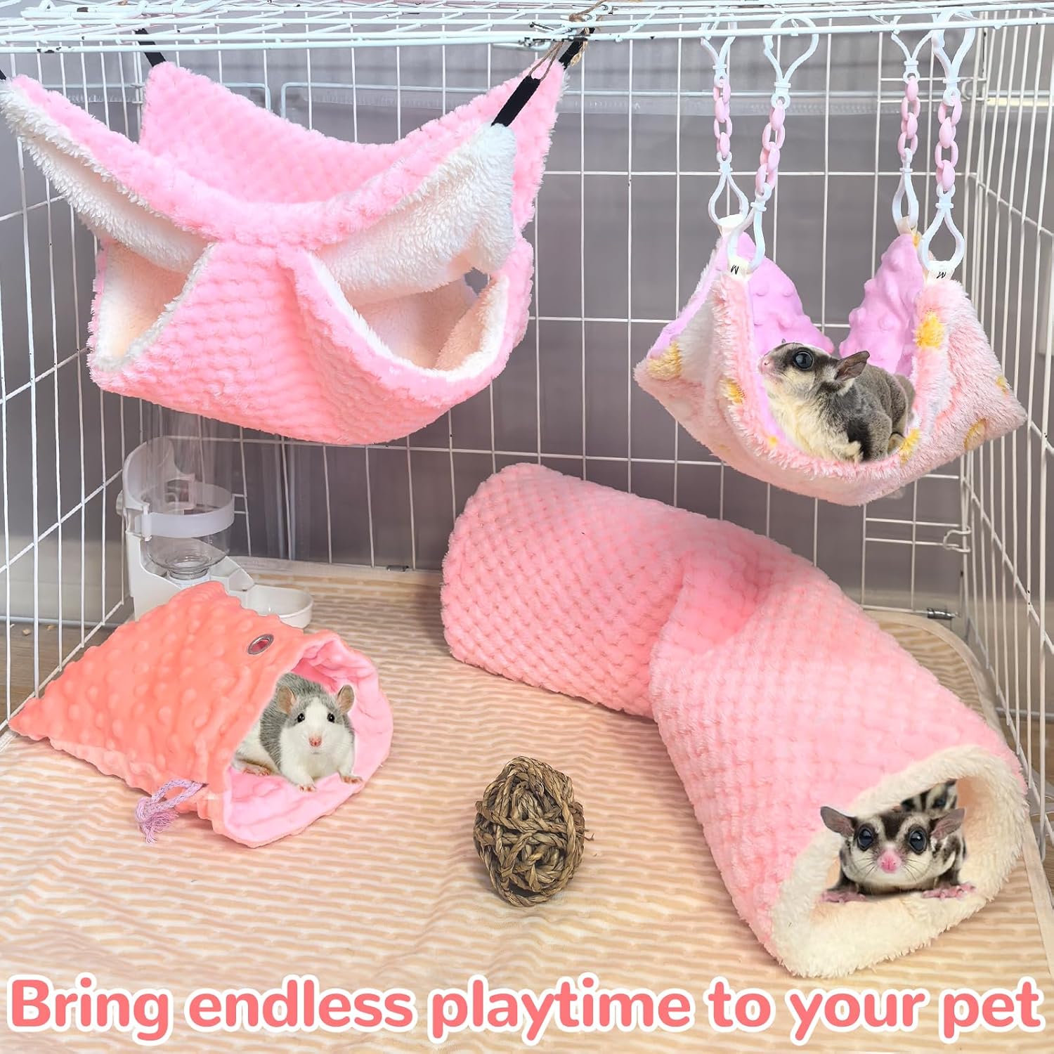 Ferret Hammock 5 Pack Sugar Glider Climbing Ropes Toys Rat Hanging Tunnel Hammock Swing Guinea Pig Hideout Bed Cage Accessories for Mouse Hamster Squirrel Chinchilla Small Animals 2 81RKWhE7dsL. AC SL1500