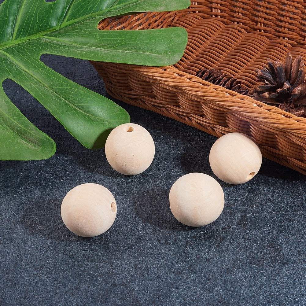 PH PandaHall 40mm Wood Beads 30pcs Unfinished Large Wooden Beads Natural Wood Ball Loose Beads Wood Spacer Bead for Easter Craft Farmhouse Garland Decor Home Macrame Jewelry Making - Image 7