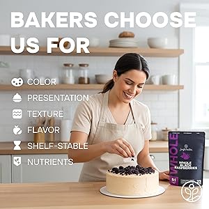 Whole Black Freeze Dried Raspberries 3.2 Ounce Bag - Dried Fruit Healthy Snacks for Kids, Dehydrated Raspberry for Baking & Decoration - No Sugar Added Freeze Dried Raspberry Powder from Black Berry