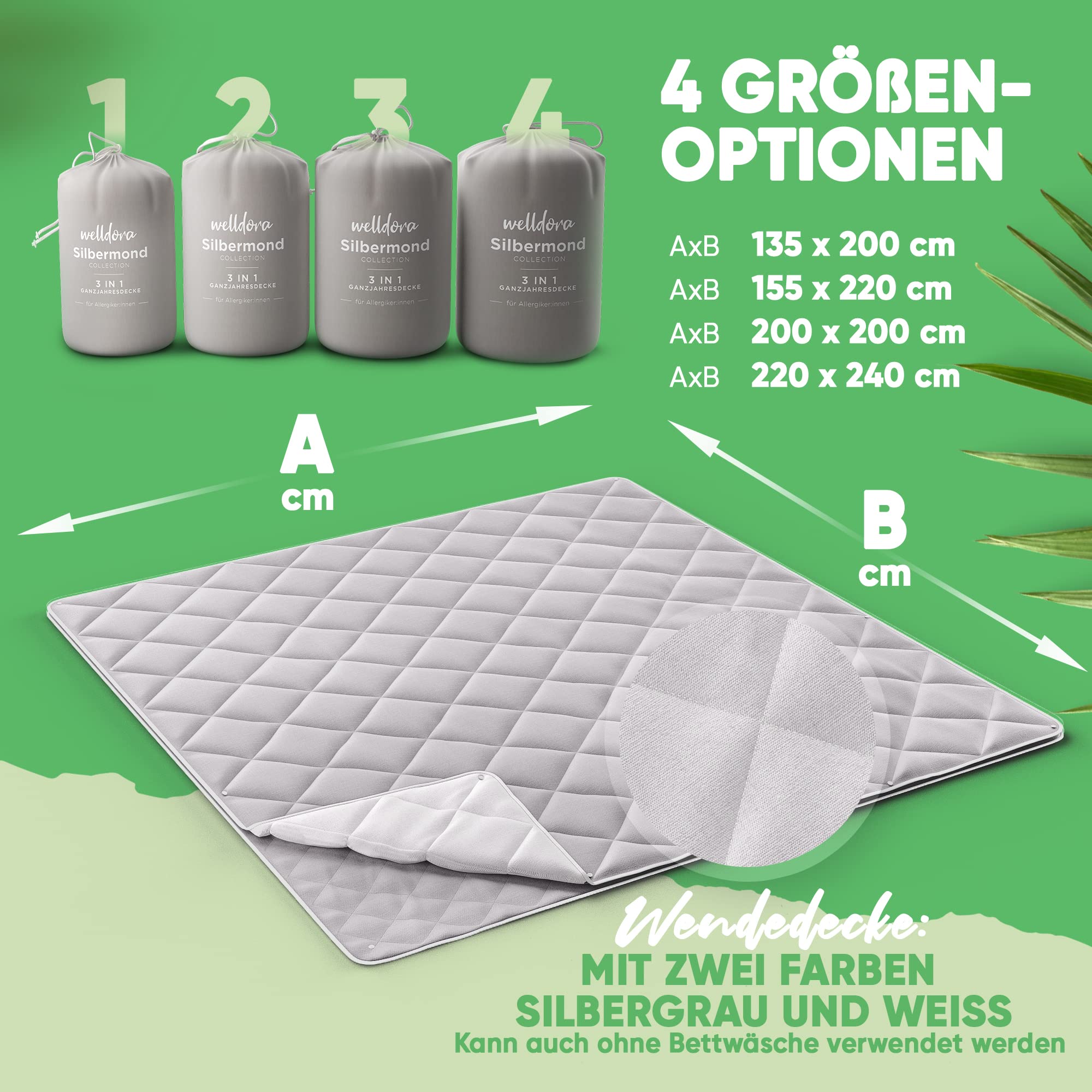 Welldora OPTICLIMA Allergiker Bettdecke 135x200 | Fachärztlich getestet & Oeko-Tex | Zweiteilige Sommerdecke & Winterdecke | 4 Jahreszeiten Bettdecken mit Druckknöpfen | Premium Duvet 135x200cm