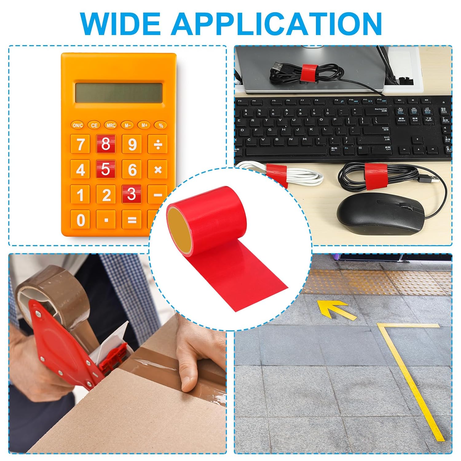 Gaffers Tape 4 in x 11 Yards, Waterproof Gaffer Floor Tape No Residue Non-Reflective Easy Tear for Indoor Outdoor Photography Electrical Cord Industrial Use, Red